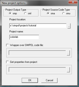 Image of the SIMPOL IDE New Project dialog