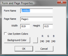 The Form and Page Properties dialog