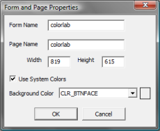 The Form and Page Properties dialog after changes