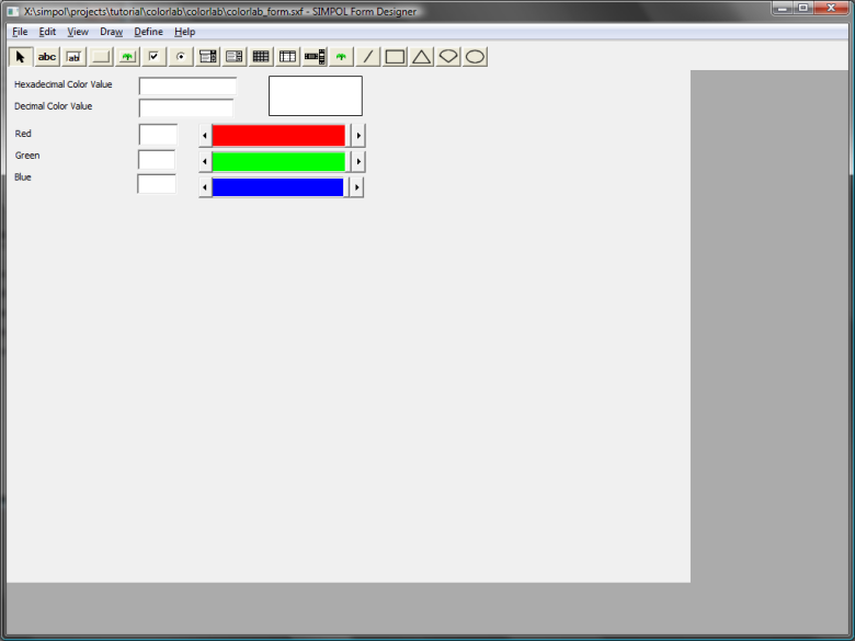 The state of the form after adding most of the controls