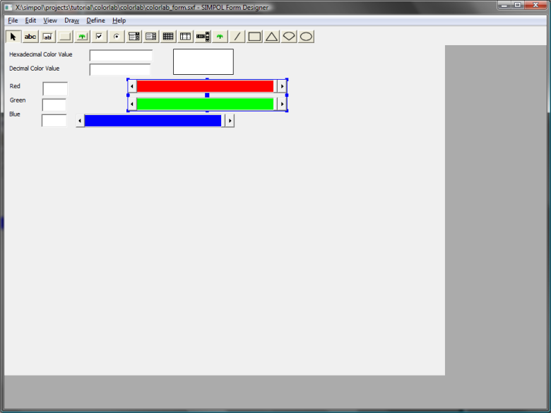 The resulting form after the scrollbars have been resized to match