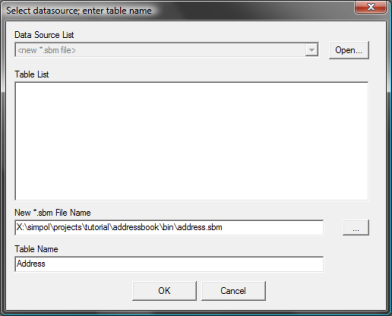 Image of the Superbase NG Personal New Database dialog