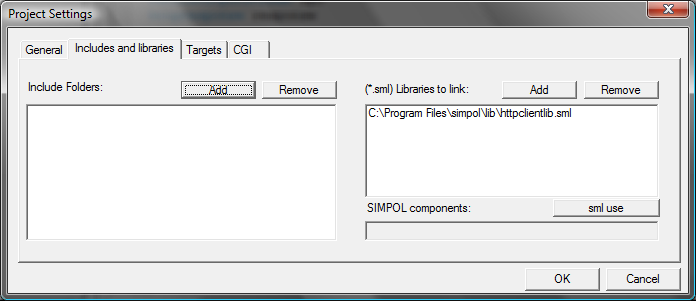 Image showing the second tab of the Project Settings dialog